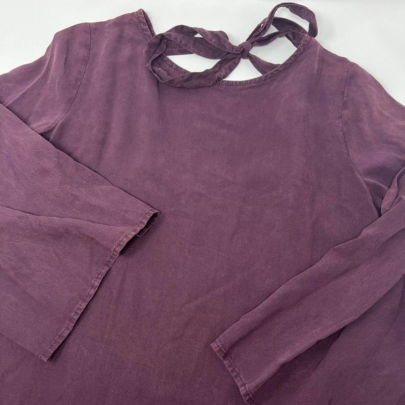 Cloth & Stone Maroon Bell‎ Sleeve Dress Tunic Key Hole Back With Tie Size XS - Picture 1 of 5
